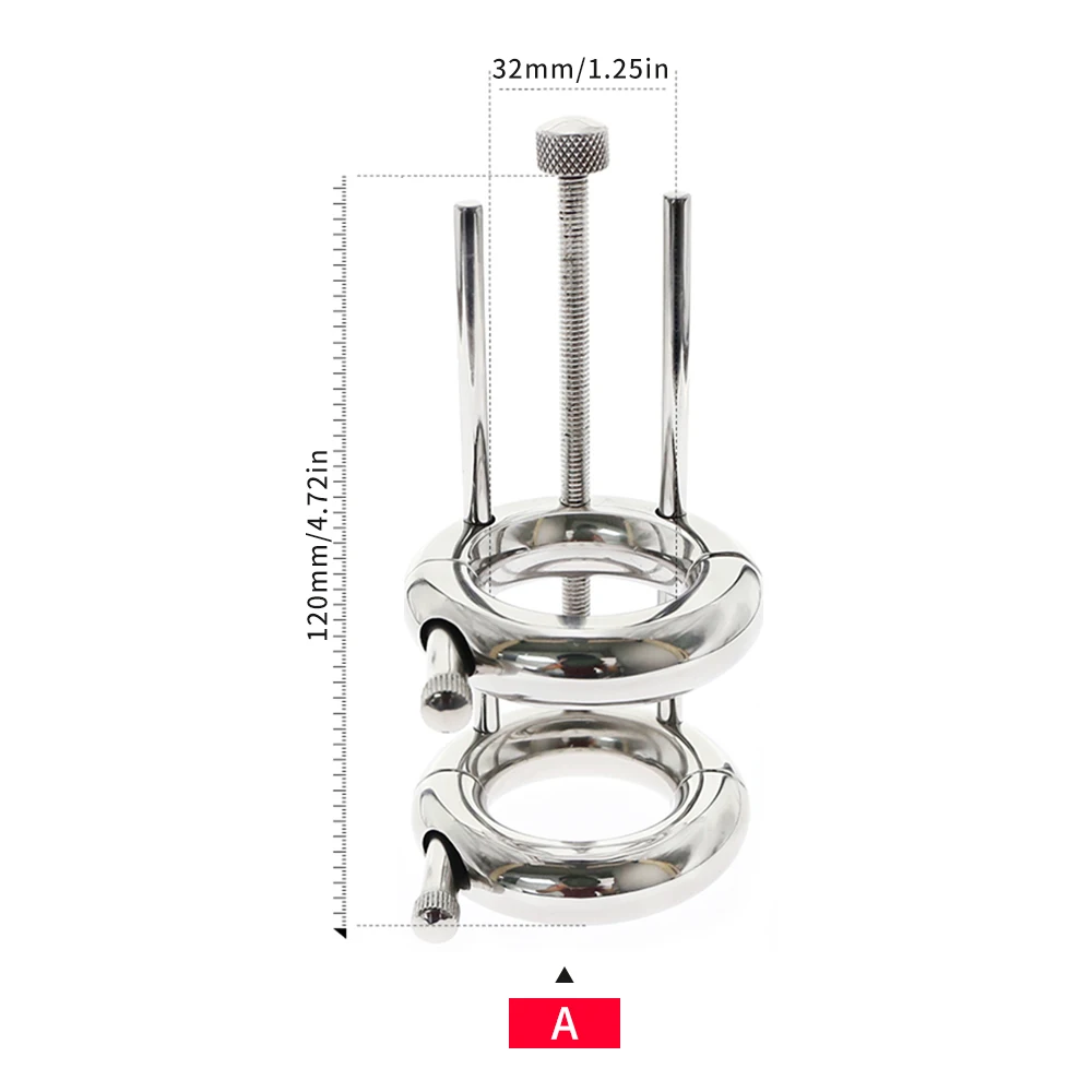 New Double Layer Balls Stretching Stainless Steel Adjustable Ball Stretcher Testicular Scrotum Restraint CBT Sex Toys For Men