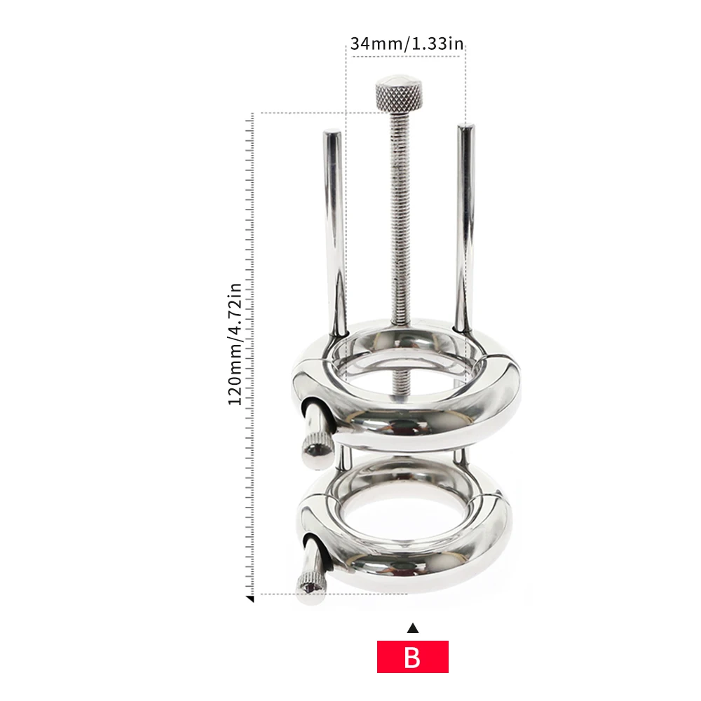 New Double Layer Balls Stretching Stainless Steel Adjustable Ball Stretcher Testicular Scrotum Restraint CBT Sex Toys For Men