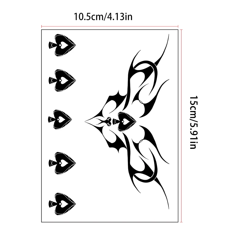 New Spades Q Tattoo Stickers Temporary Stickers Waterproof, Durable Black Solid Color Disposable Stickers Sexy Tattoo Stickers