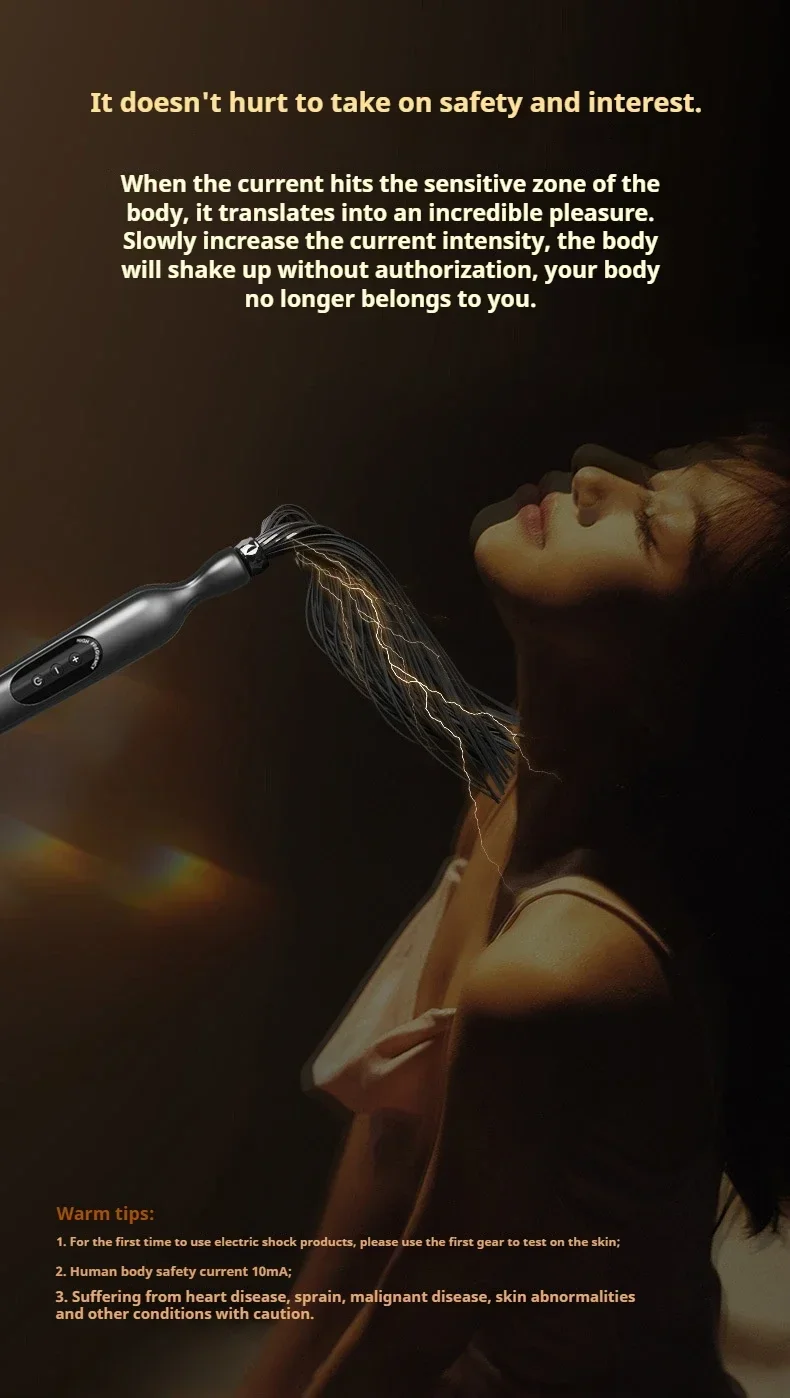 BDSM electric Shock Whip Sex Toys Women's Sm Conditioning Props Electric Shock Whip Sex Toys for Couples Adult Flirting Tools