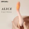 Vibrador de ponto G Dry Well Alice rosa com aquecimento segurado na mão