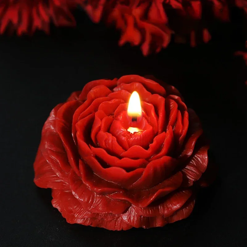 Low Temperature Candle Wax Peony Rose Heart Candle 42 Degrees To 48 Degrees