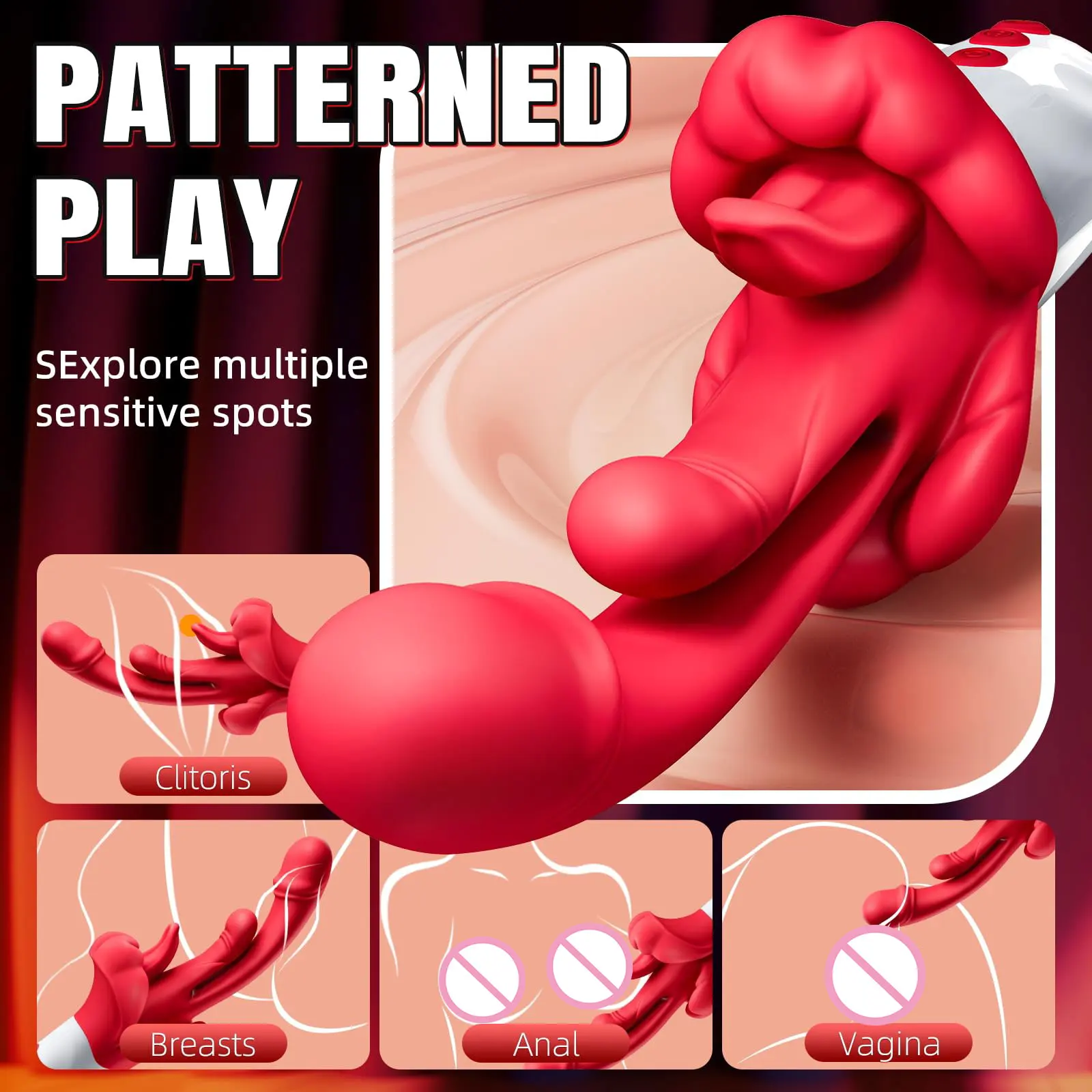 Vibrador 5 em 1 Inserção Ponto G Dildo Vibrator - Imagem 5