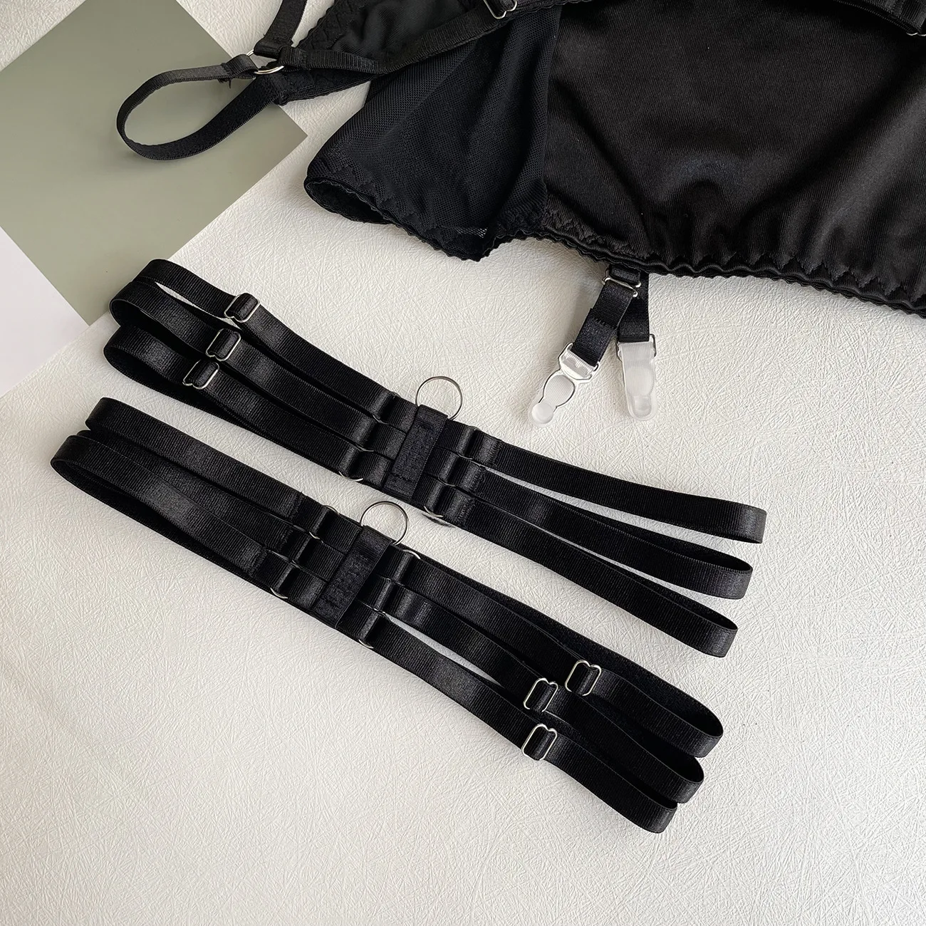 Ellolace Fine Satin Lingerie Sexy Underwear Lace 5-Piece Sissy Seamless Intimate Uncensored Skirt Fancy Bra And Panty Outfits