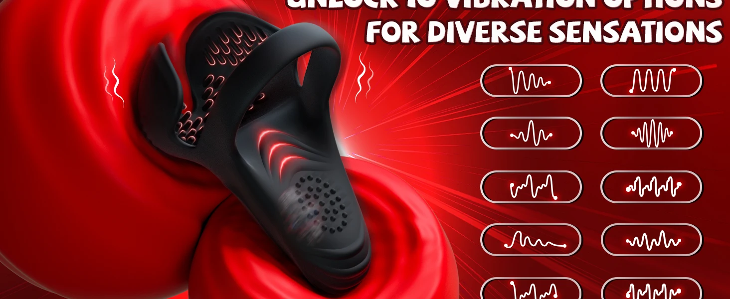 HESEKS Male Vibrating Cock Ring Testicle Stimulator Erection Penis Ring Vibrator with 10 Vibrations Adult Sex Toys for Couple 18