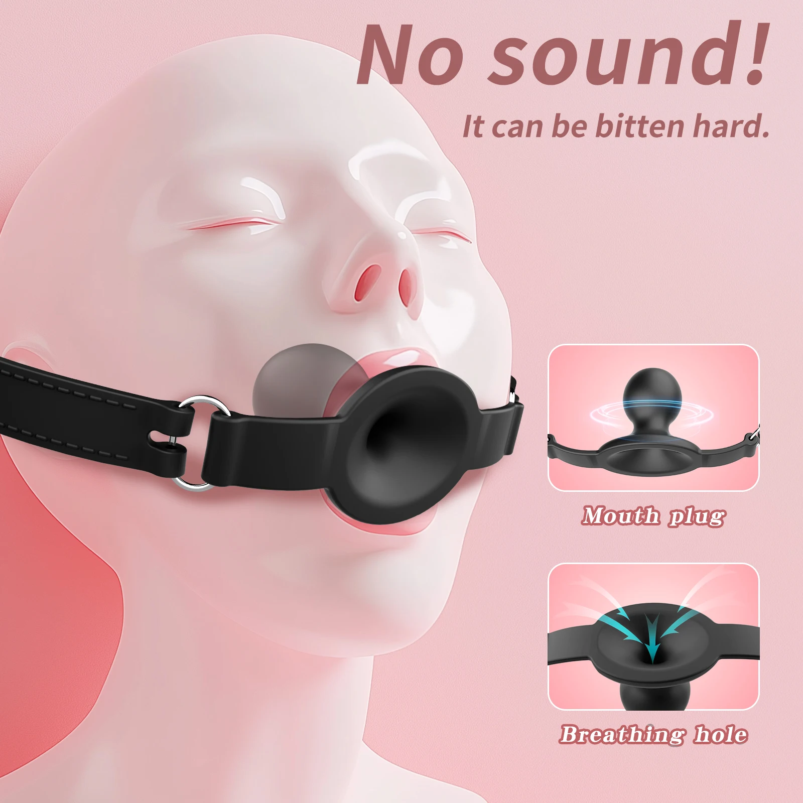SM Mouth Ball Fixed Tongue Breathable Ball Gag Adjustable Belt Mouth Adult Games Erotic Product Sex Toys for Couples Role Play