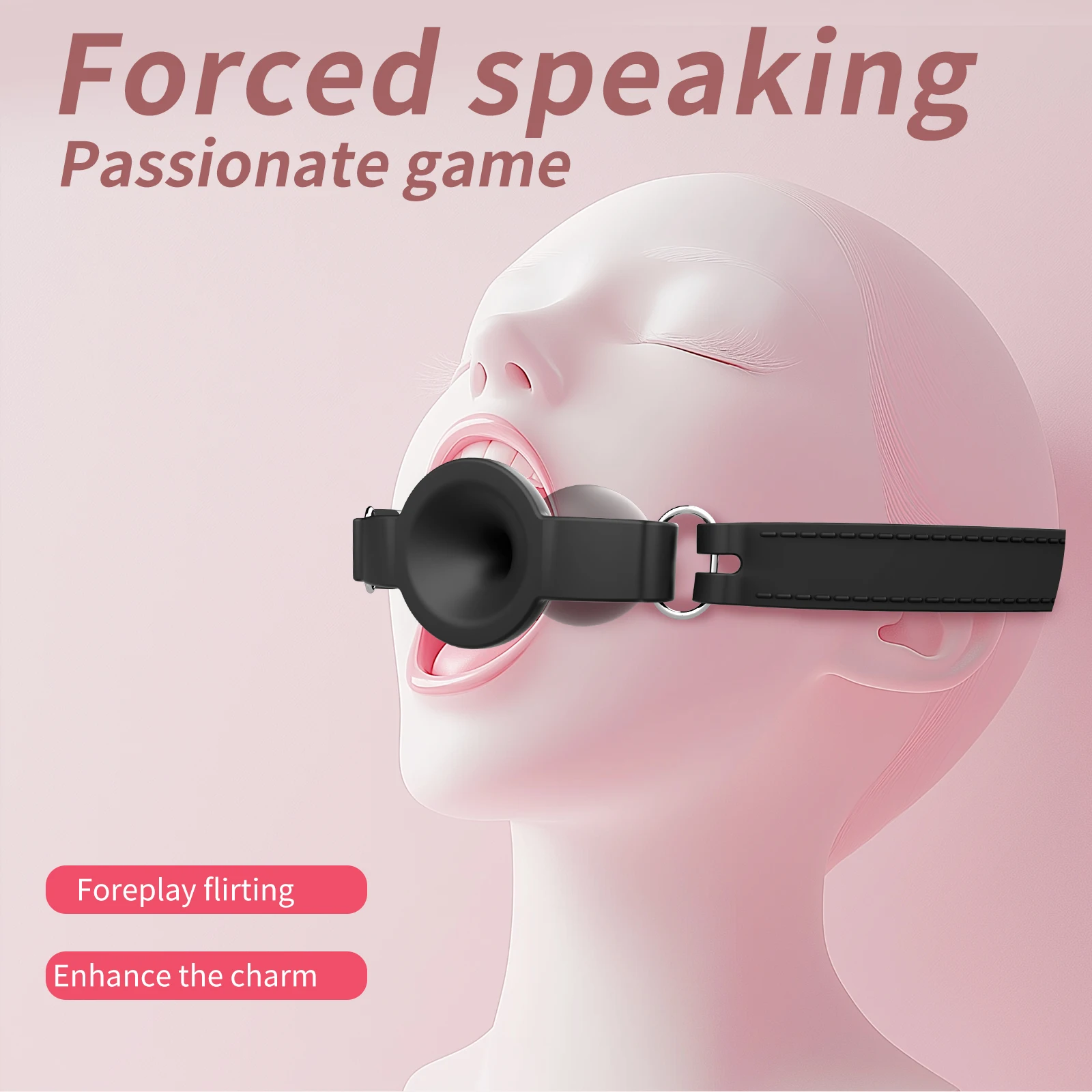 SM Mouth Ball Fixed Tongue Breathable Ball Gag Adjustable Belt Mouth Adult Games Erotic Product Sex Toys for Couples Role Play
