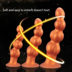 Anal beads de silicone bronze com base de ventosa