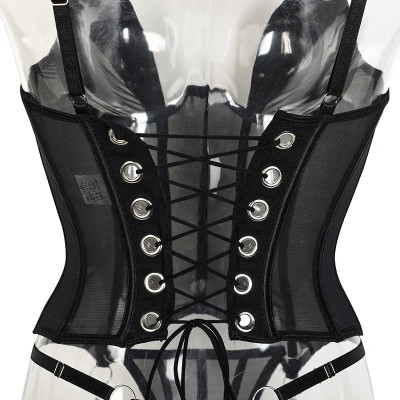 Choker preto com corrente da lingerie Ellolace