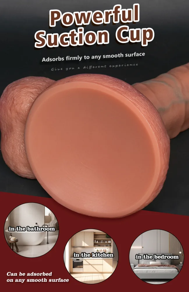 Ventosa forte na base do dildo realista de silicone
