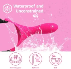 Vibrador com arnês de queixo à prova d'água sob jato de água