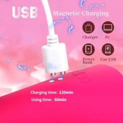 Cabo USB magnético carregando o vibrador com arnês de queixo