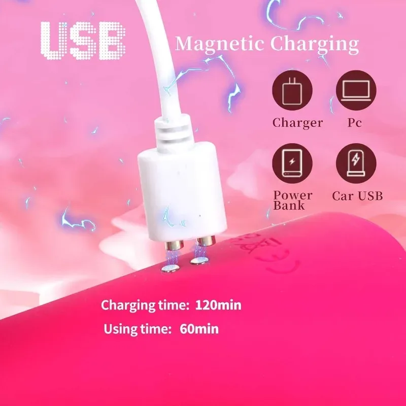 Cabo USB magnético carregando o vibrador com arnês de queixo