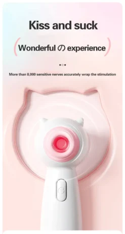 Vibrador sugador em formato de gatinho com a boca de sucção em destaque