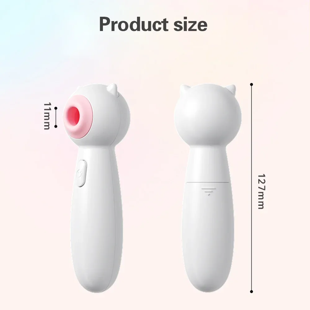 Diagrama de medidas do vibrador sugador Meow Meow: 12,7 cm de altura e boca de sucção de 11 mm