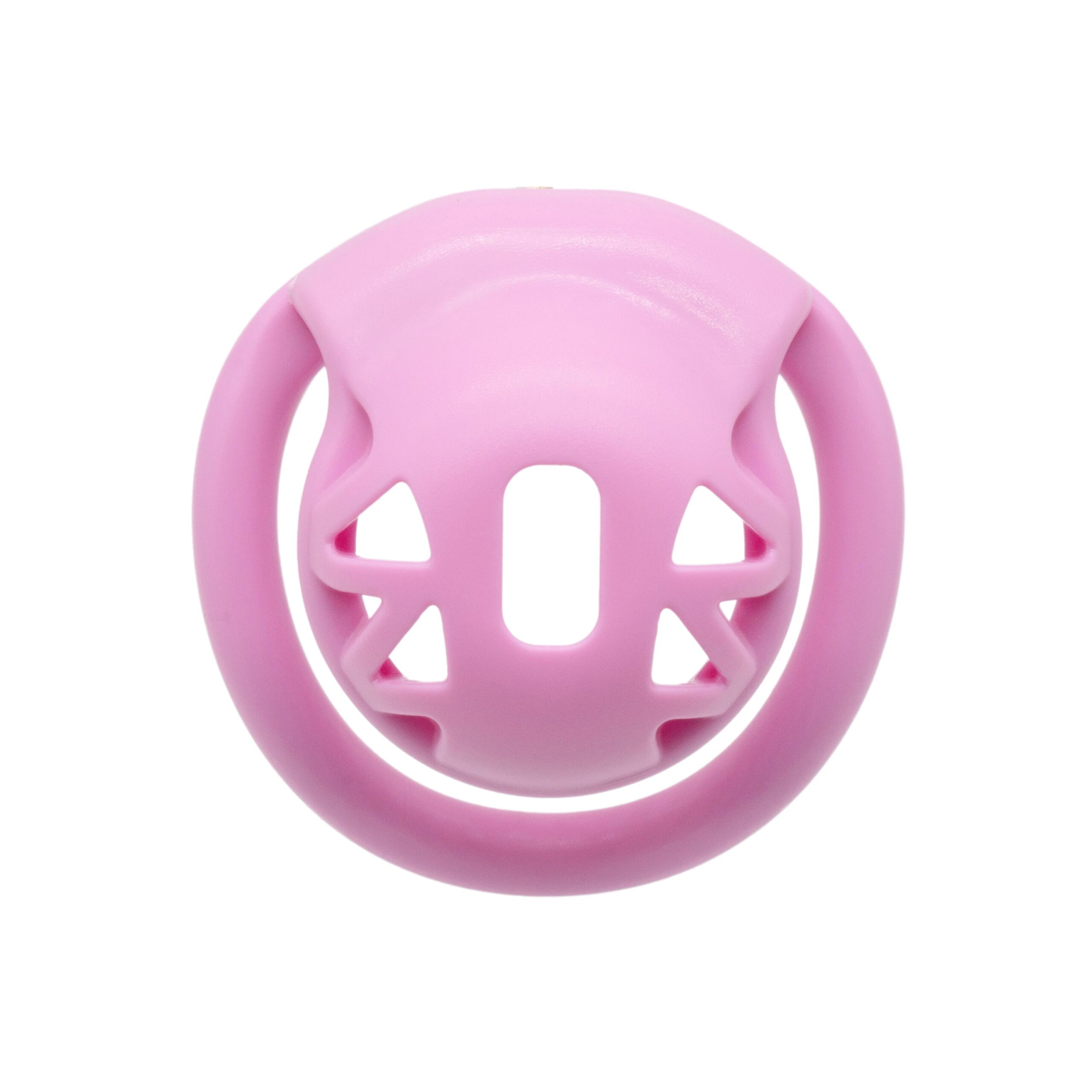Pink small ABS plastic hollow male chastity cage penis lock with 4 size curved ring sex toys