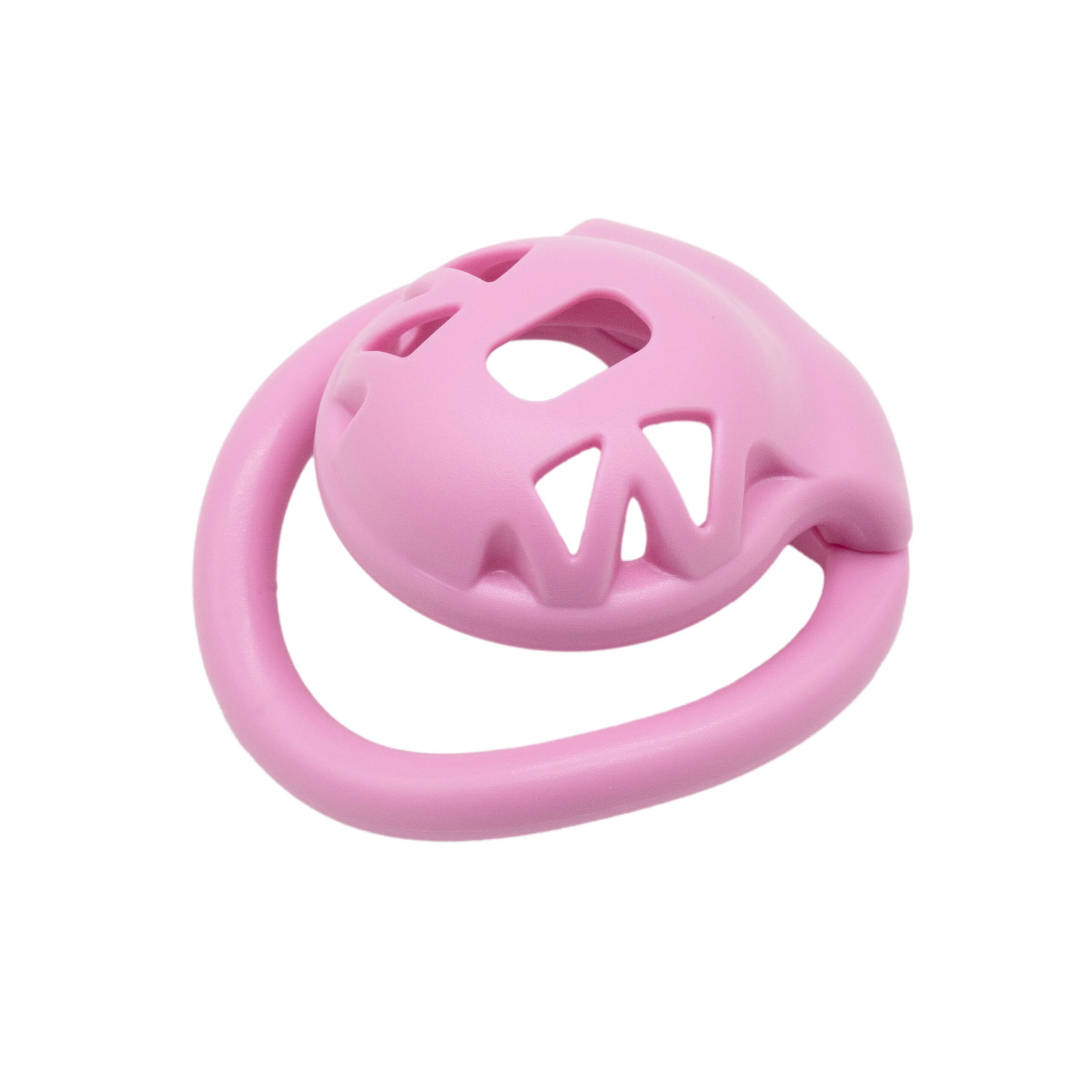 Pink small ABS plastic hollow male chastity cage penis lock with 4 size curved ring sex toys
