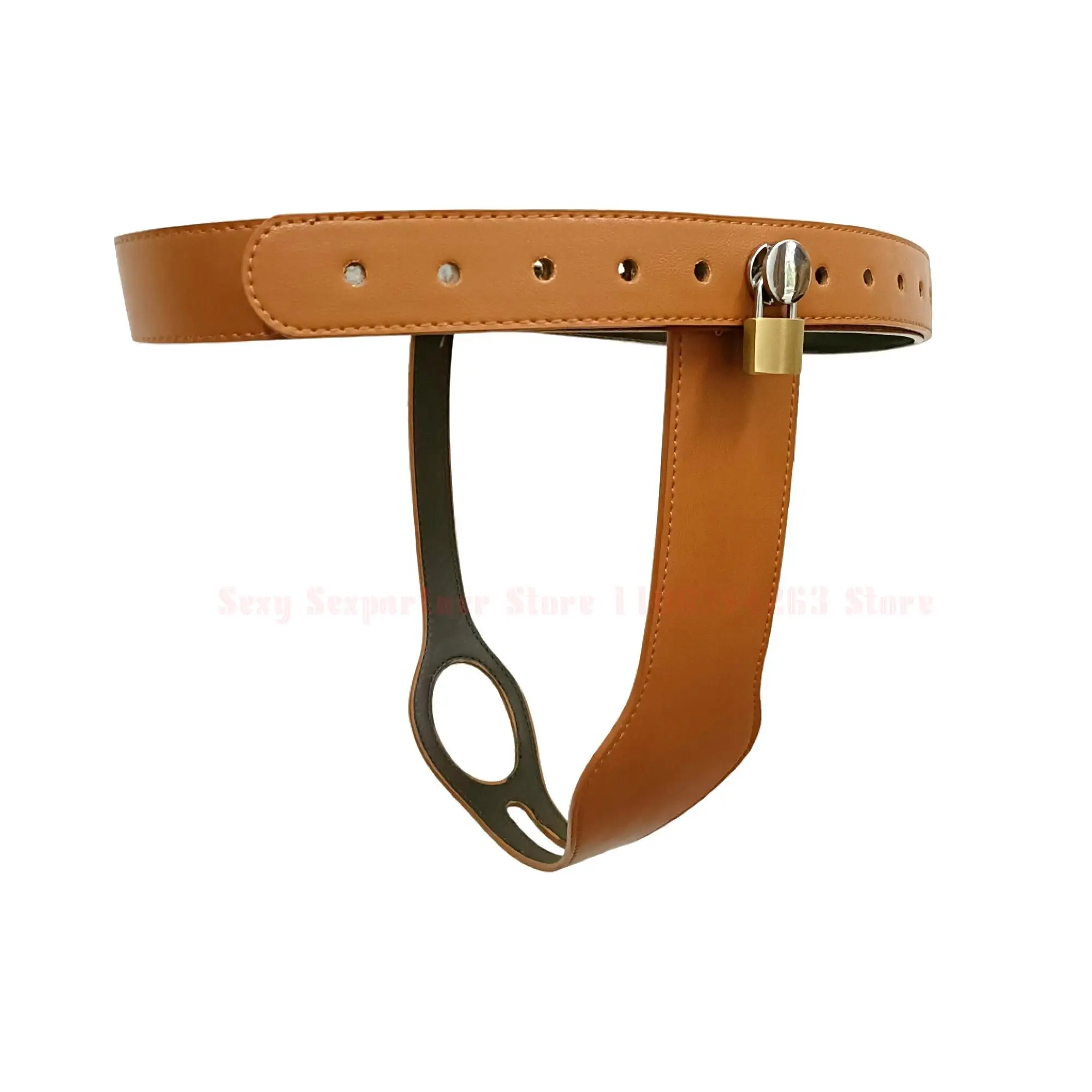 Leather T-Shaped Female Chastity Belt Bdsm Strap On Pants Sex Lock Toys Masturbator Fetish Device Chastity Underwear Adjustable