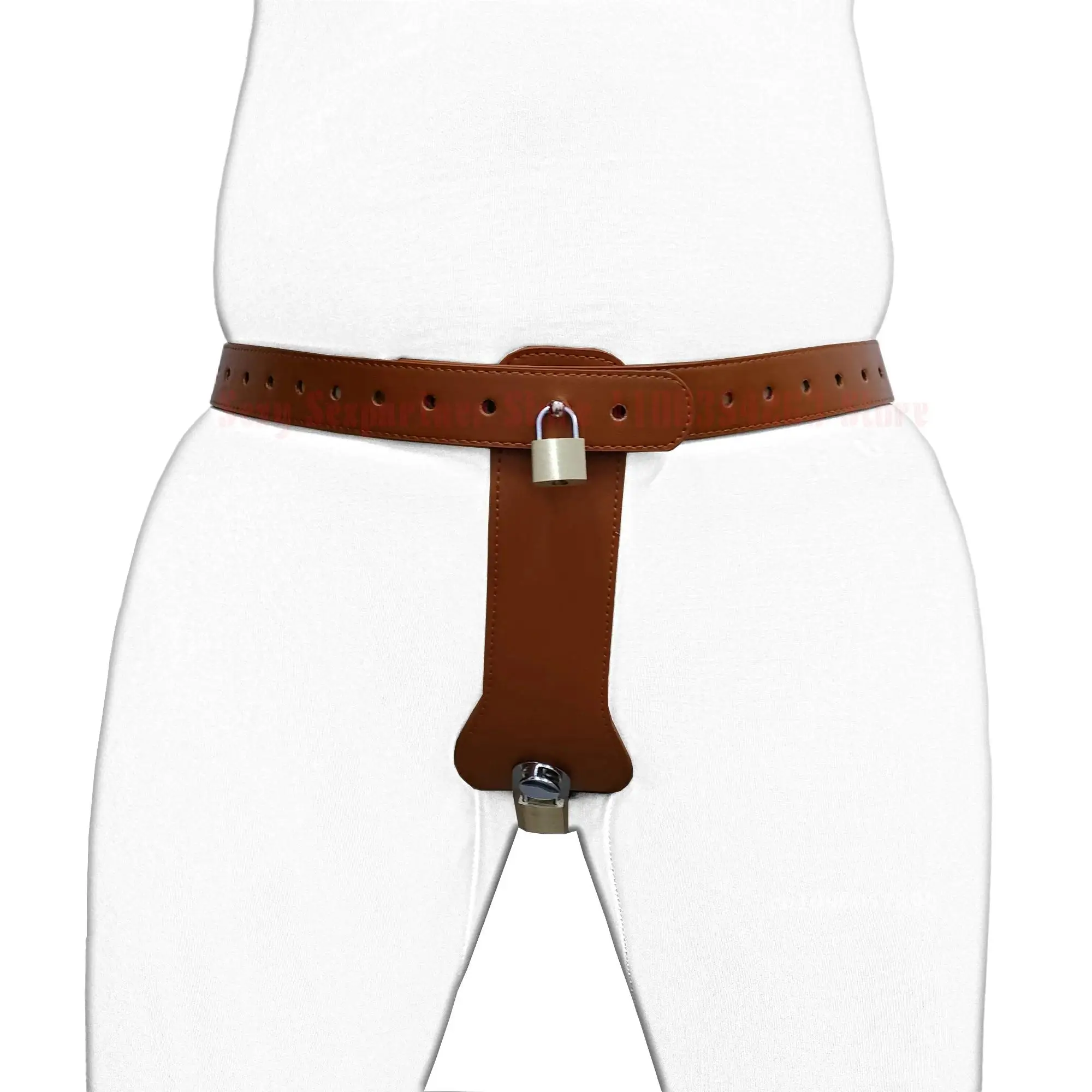 Leather T-Shaped Female Chastity Belt Bdsm Strap On Pants Sex Lock Toys Masturbator Fetish Device Chastity Underwear Adjustable
