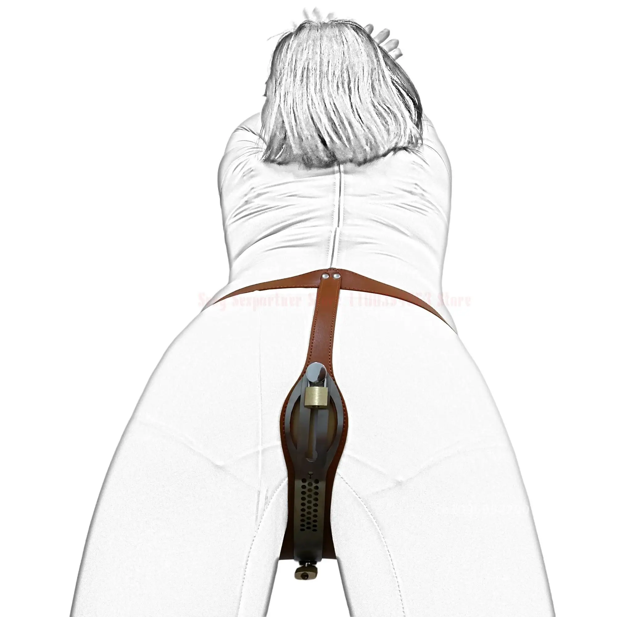 Leather T-Shaped Female Chastity Belt Bdsm Strap On Pants Sex Lock Toys Masturbator Fetish Device Chastity Underwear Adjustable