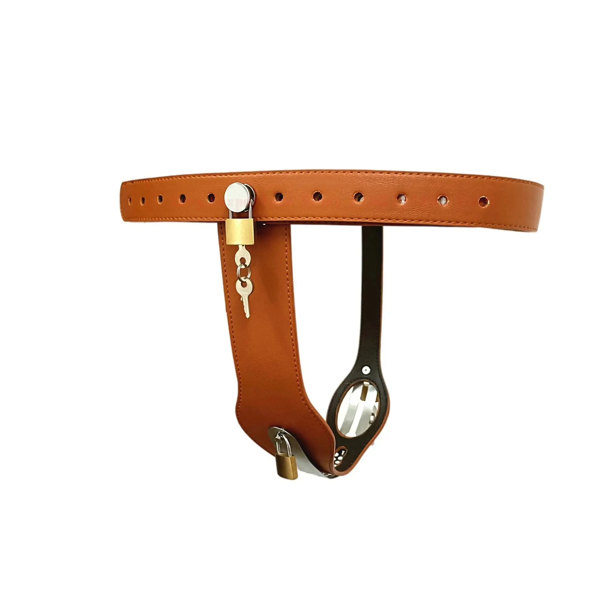 Leather T-Shaped Female Chastity Belt Bdsm Strap On Pants Sex Lock Toys Masturbator Fetish Device Chastity Underwear Adjustable