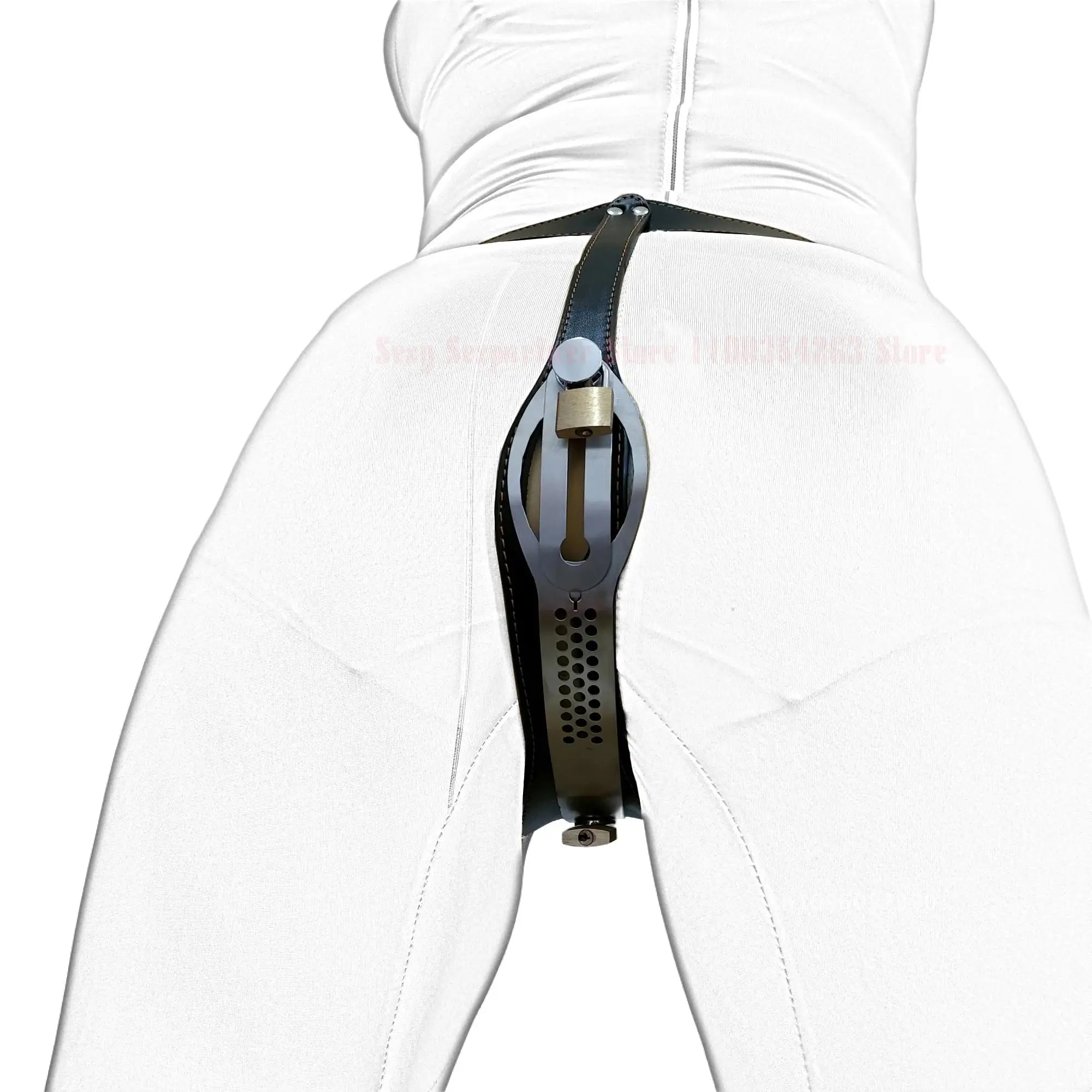 Leather T-Shaped Female Chastity Belt Bdsm Strap On Pants Sex Lock Toys Masturbator Fetish Device Chastity Underwear Adjustable