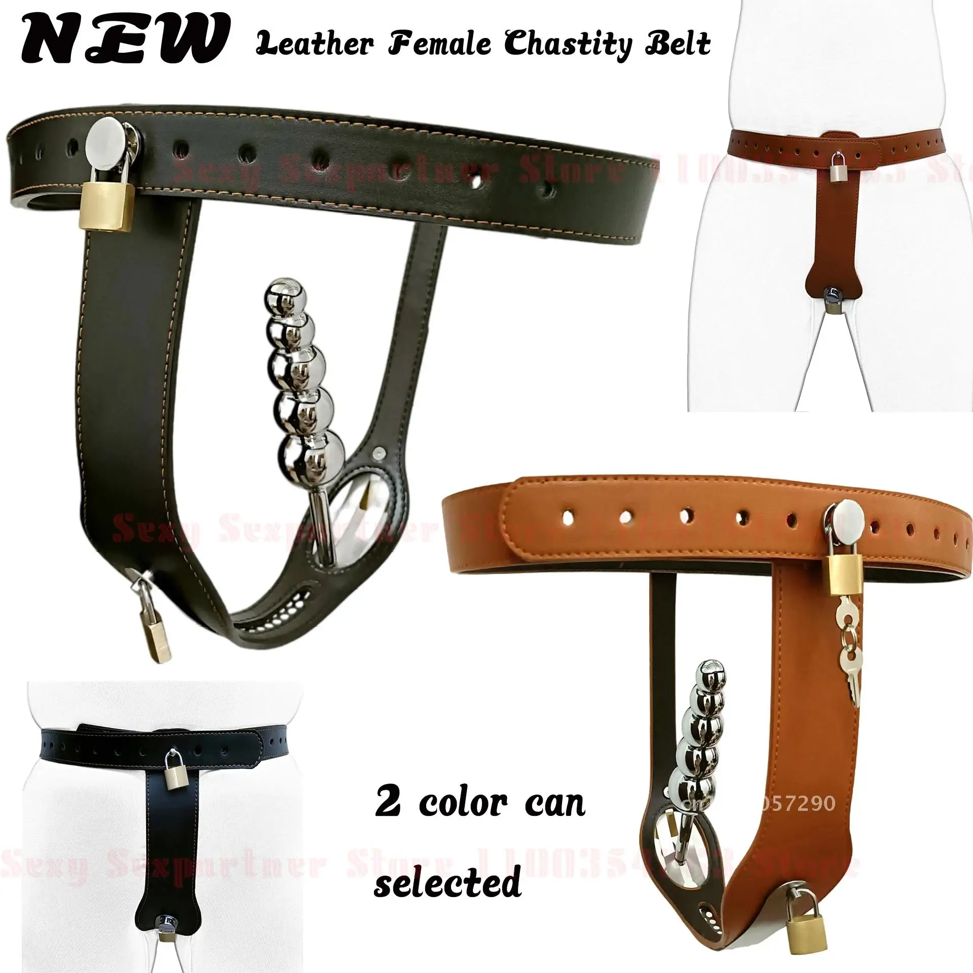 Leather T-Shaped Female Chastity Belt Bdsm Strap On Pants Sex Lock Toys Masturbator Fetish Device Chastity Underwear Adjustable