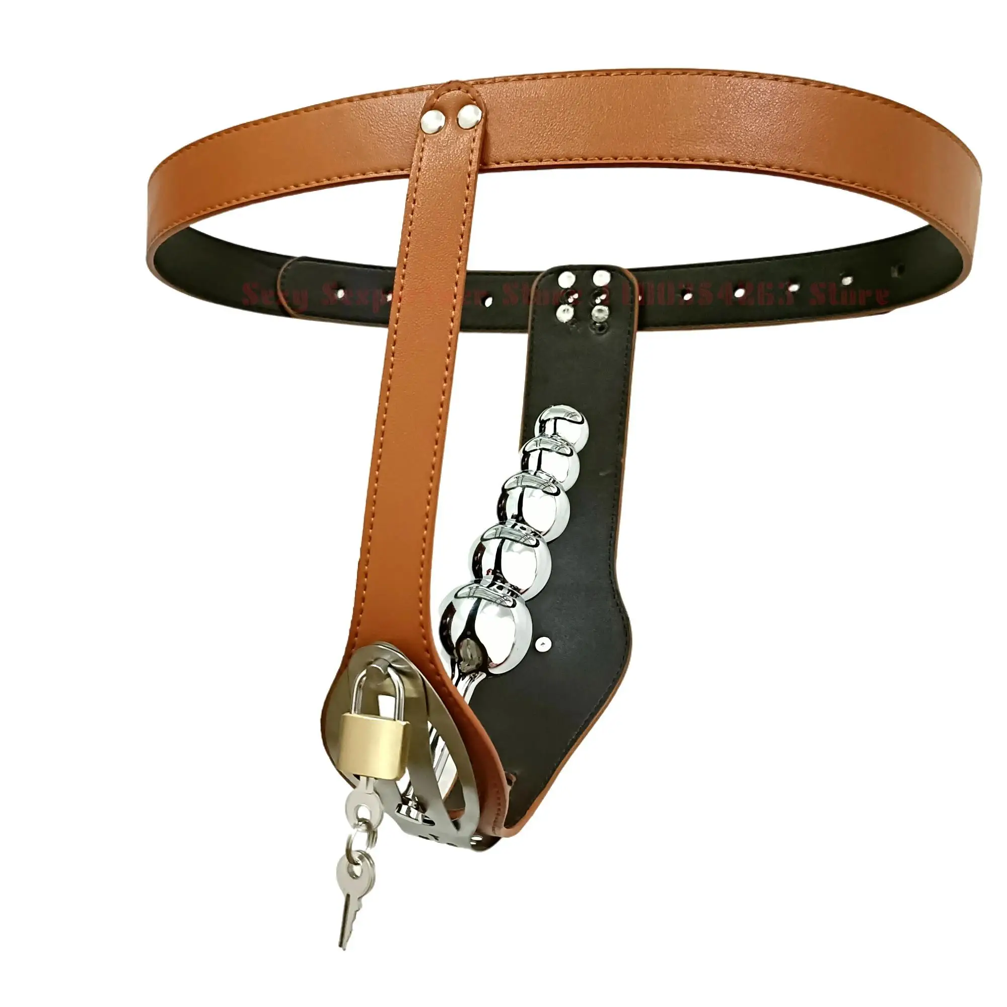 Leather T-Shaped Female Chastity Belt Bdsm Strap On Pants Sex Lock Toys Masturbator Fetish Device Chastity Underwear Adjustable