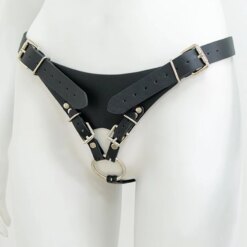 Cinto Auxiliar de Castidade Three-Point Leather Chastity Belt