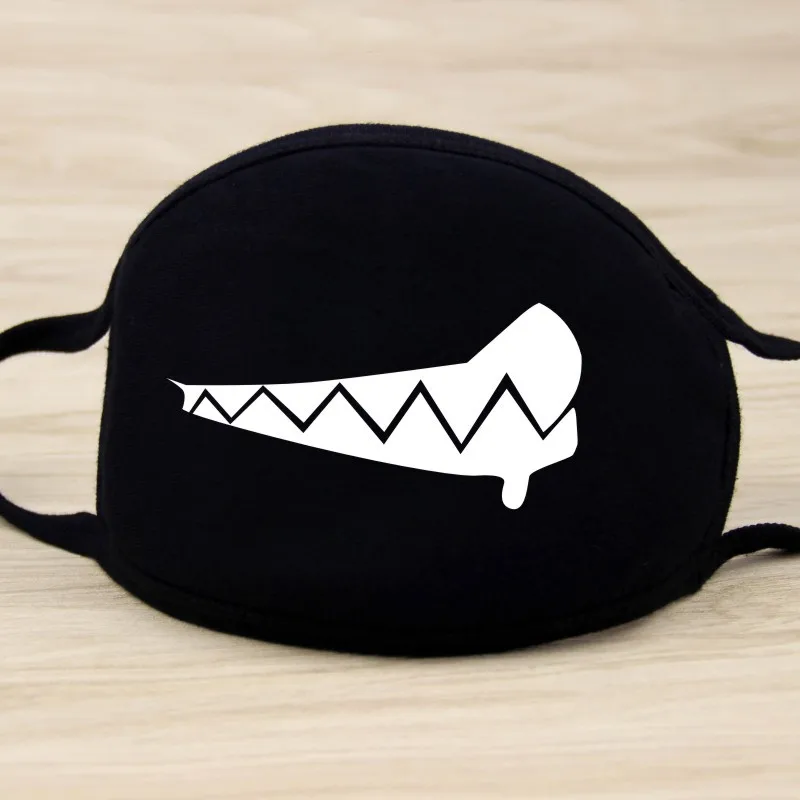 Black Cotton Mask Unisex Winter Warm Thickening Half Face Mouth Mask Cotton Cartoon Pattern Anti-Dust Anti-Respirator Mask