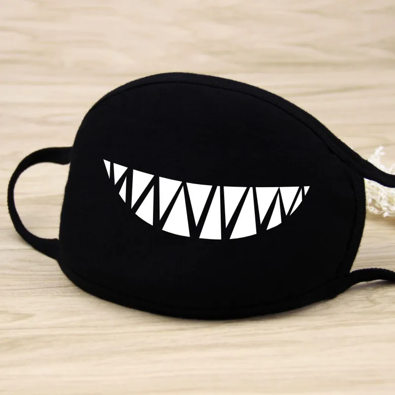 Black Cotton Mask Unisex Winter Warm Thickening Half Face Mouth Mask Cotton Cartoon Pattern Anti-Dust Anti-Respirator Mask