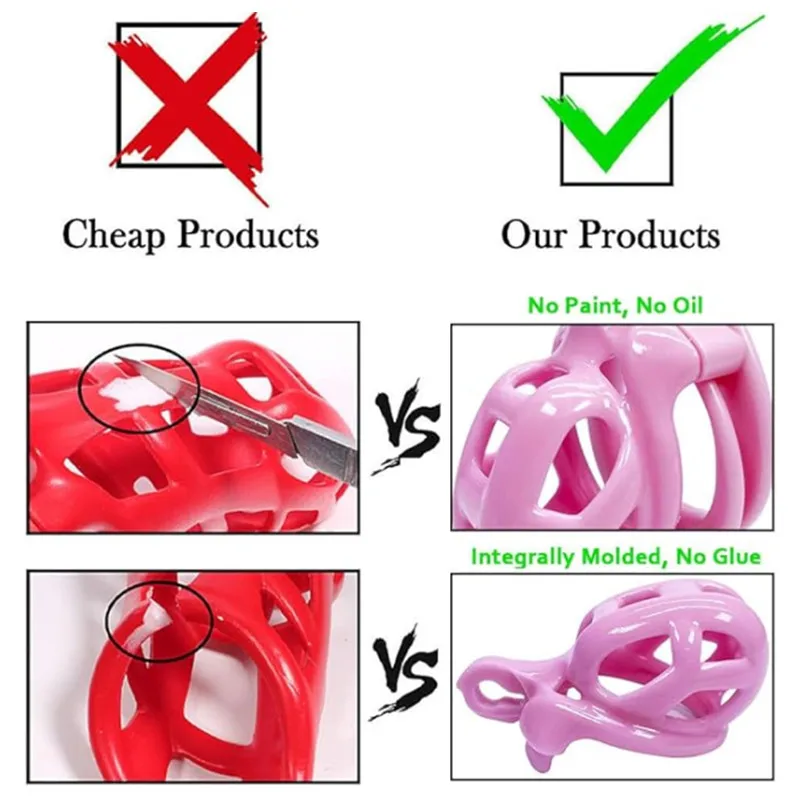 Bow Tie Chastity Cage Sex Toy for Male Binding Rooster Cage Men's Erectile Control with 4 Size Cock Rings Pink/White Penis Lock