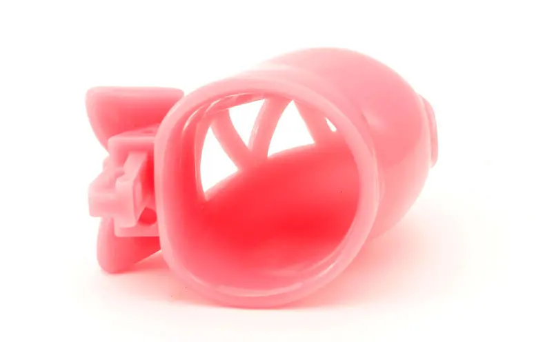 Bow Tie Chastity Cage Sex Toy for Male Binding Rooster Cage Men's Erectile Control with 4 Size Cock Rings Pink/White Penis Lock