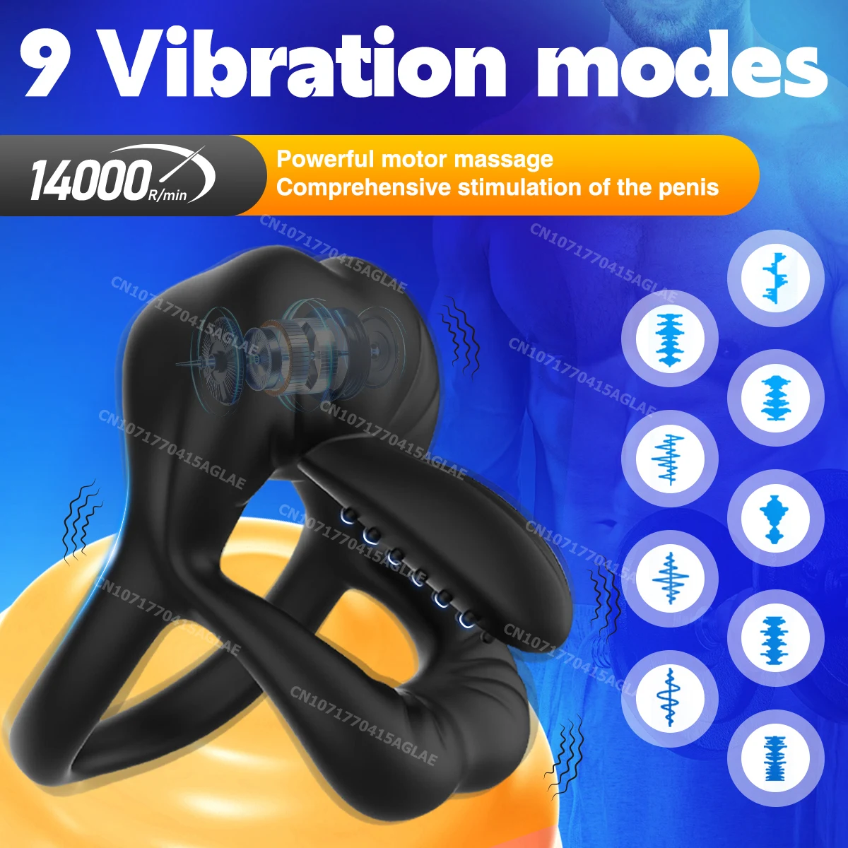 HESEKS Mouth Tongue Vibrating Cock Ring with 9 Vibrations Pleasure Penis Ring Vibrator Ejaculation Erection Sex Toys for Men