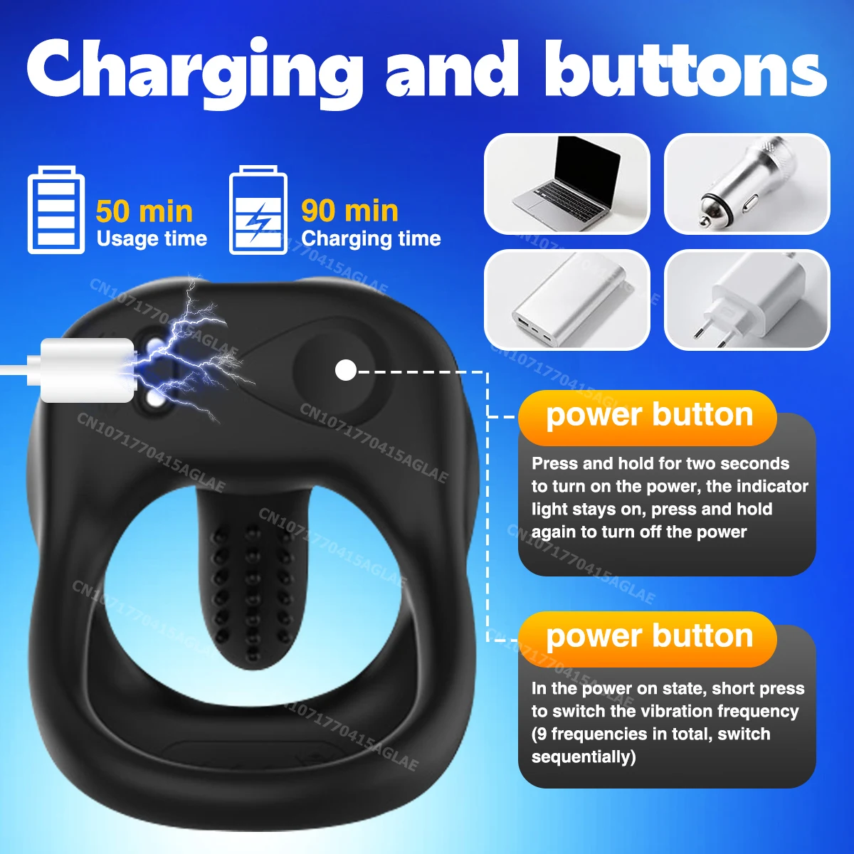 HESEKS Mouth Tongue Vibrating Cock Ring with 9 Vibrations Pleasure Penis Ring Vibrator Ejaculation Erection Sex Toys for Men