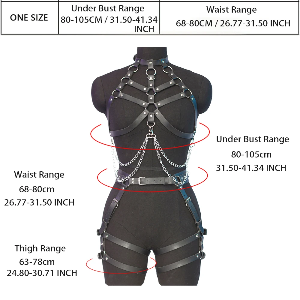 Women Sexy Body Harness Belt Bdsm Sex Bondage Lingerie Chain Harness Corset Leather Lingerie Garter Belt Goth Fetish Clothing
