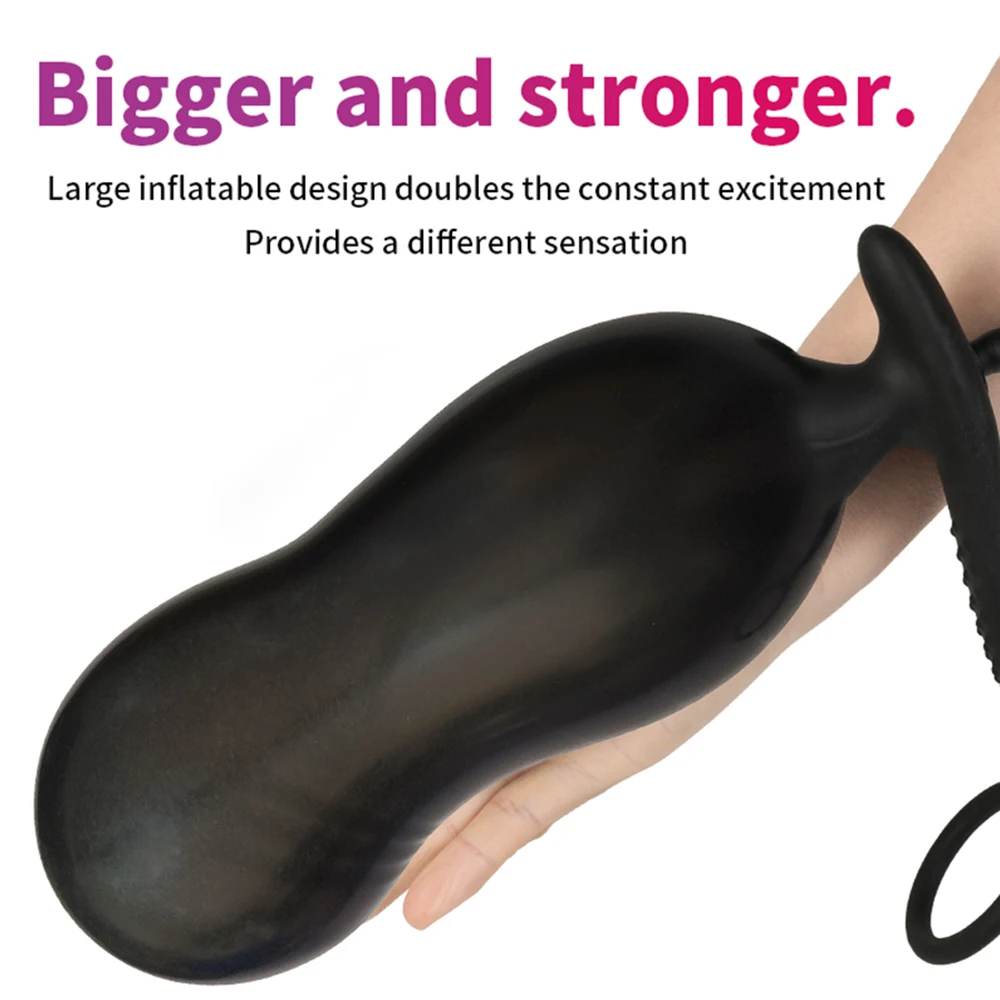 Inflatable Anal Plug With Penis Ring Stimulate Sex Toys For Men Women Anus Ass Butt Dilator Prostate Massager G Spot Stimulator