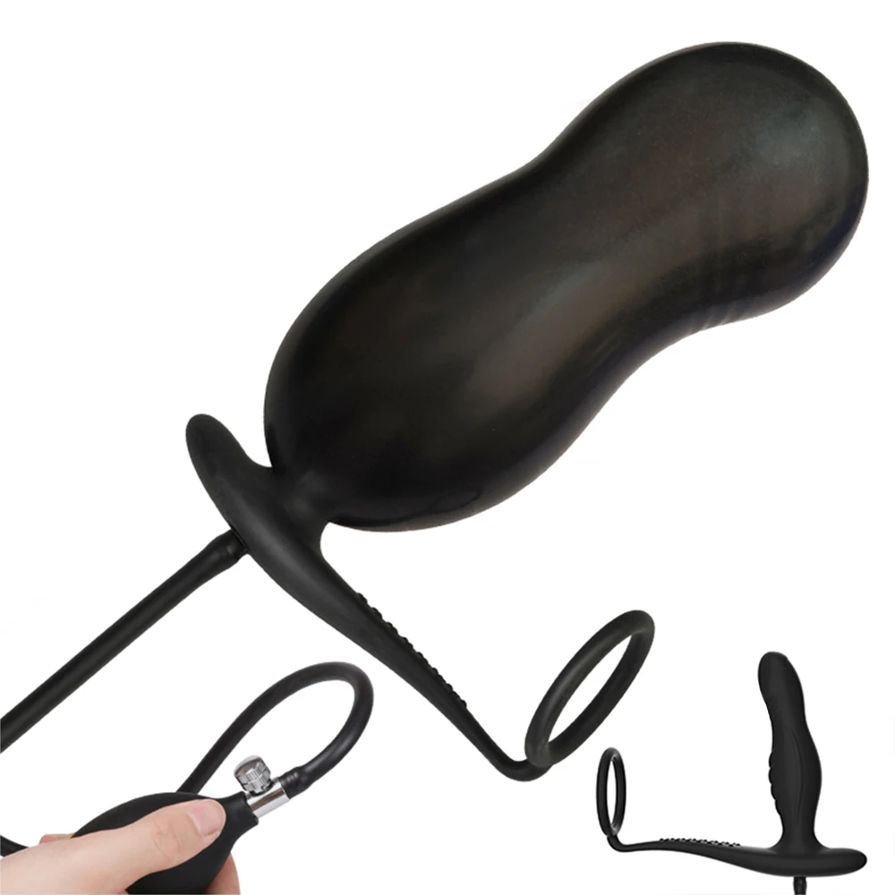 Inflatable Anal Plug With Penis Ring Stimulate Sex Toys For Men Women Anus Ass Butt Dilator Prostate Massager G Spot Stimulator