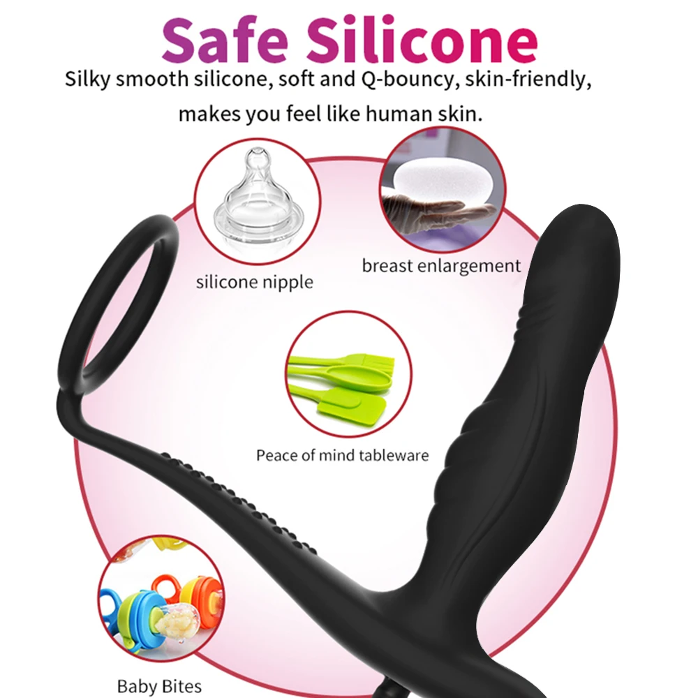 Inflatable Anal Plug With Penis Ring Stimulate Sex Toys For Men Women Anus Ass Butt Dilator Prostate Massager G Spot Stimulator