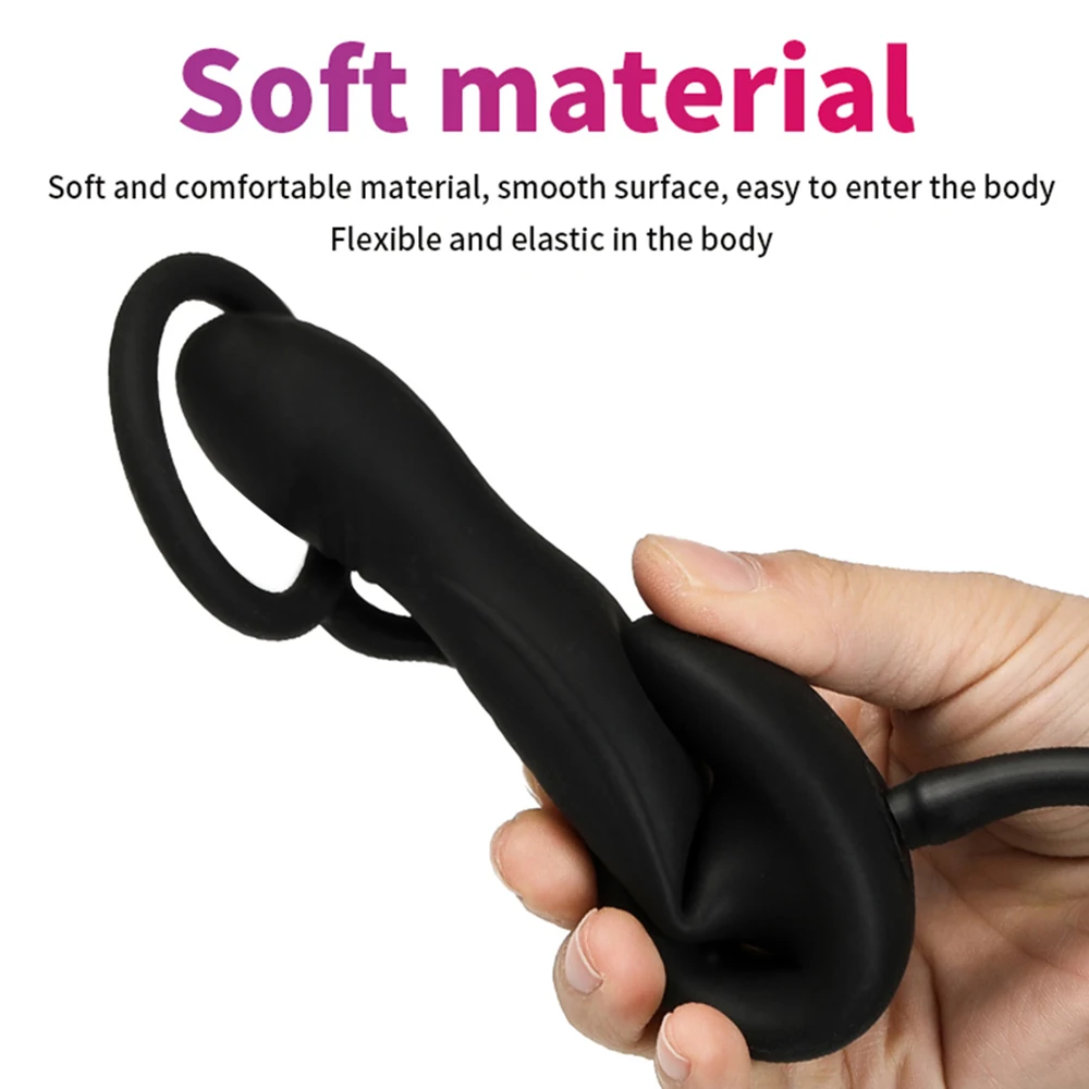 Inflatable Anal Plug With Penis Ring Stimulate Sex Toys For Men Women Anus Ass Butt Dilator Prostate Massager G Spot Stimulator