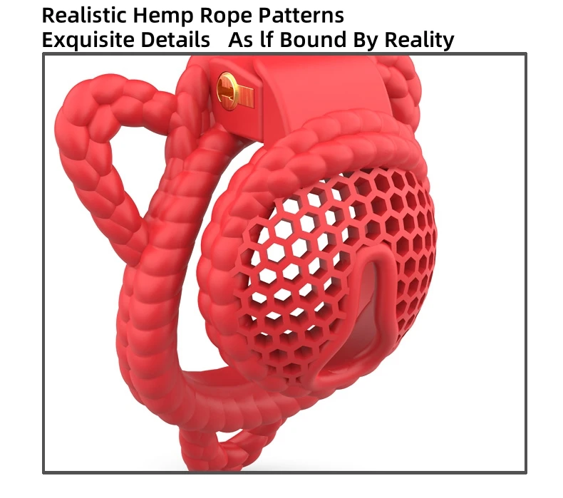 2026 NEW Hemp Rope Pattern Design Male Chastity Device Bee-hive Cock Cage Bondage Penis Ring Men Fetish Adult Sex Toys A652A653