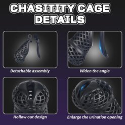 Alternative view of Cinto de Castidade Cobra Mesh 5 Anéis Fishnet Chastity