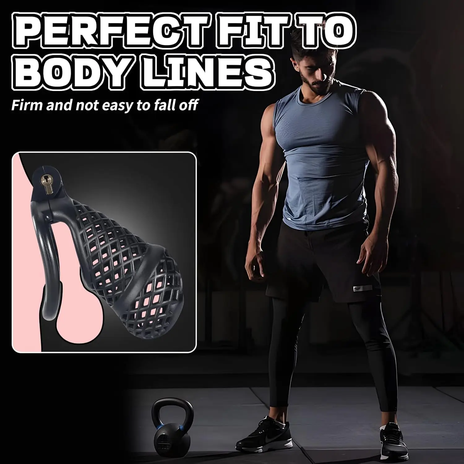 Fishnet Chastity Cage Small Breathable Chastity Device with 5 Sizes Rings Penis Exercise Bondage Gear Lightweight Adult Sex Toy