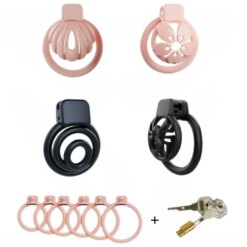 Gaiola de Castidade com 6 Anéis Flat Micro Size