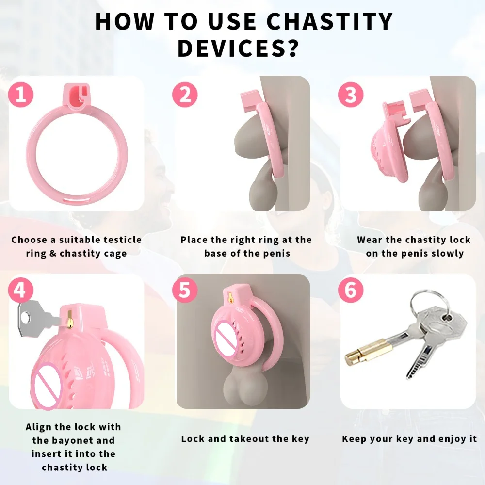Soft Chastity Cage Penis Abstinence Bondage Restrain Cock Cage with 6 Size Rings Bondage Penis Ring Fetish Sex Toys SM Gay Men
