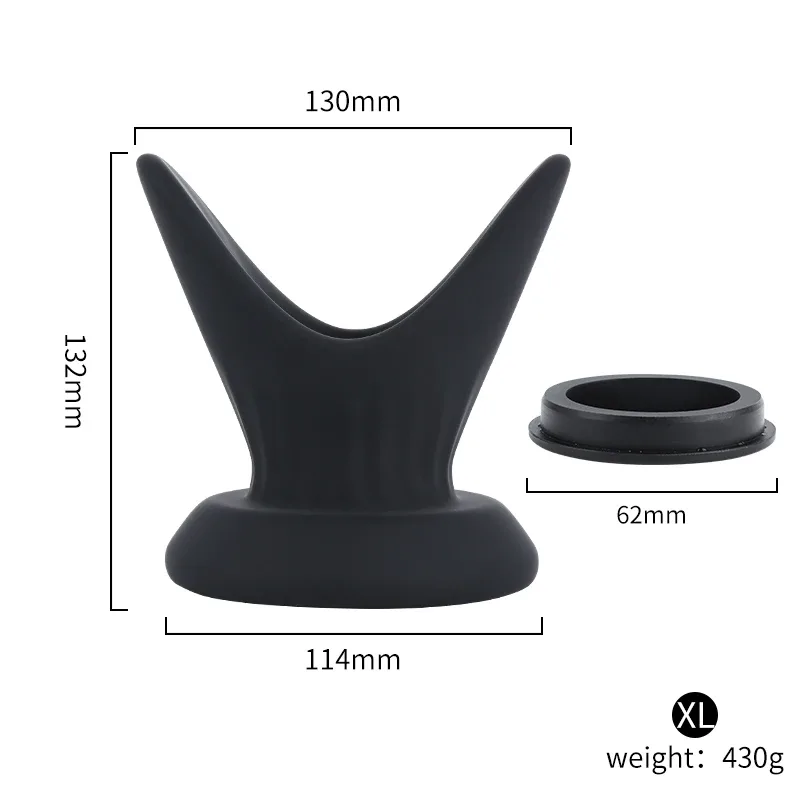 Medidas do plug anal dilatador oco XLarge: 13,2 cm de altura e tampa de 6,2 cm