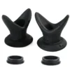 Dois plugs anais dilatadores ocos em V de silicone preto com as tampas vedantes