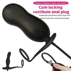 Plug inflável com anel duplo para pênis e saco