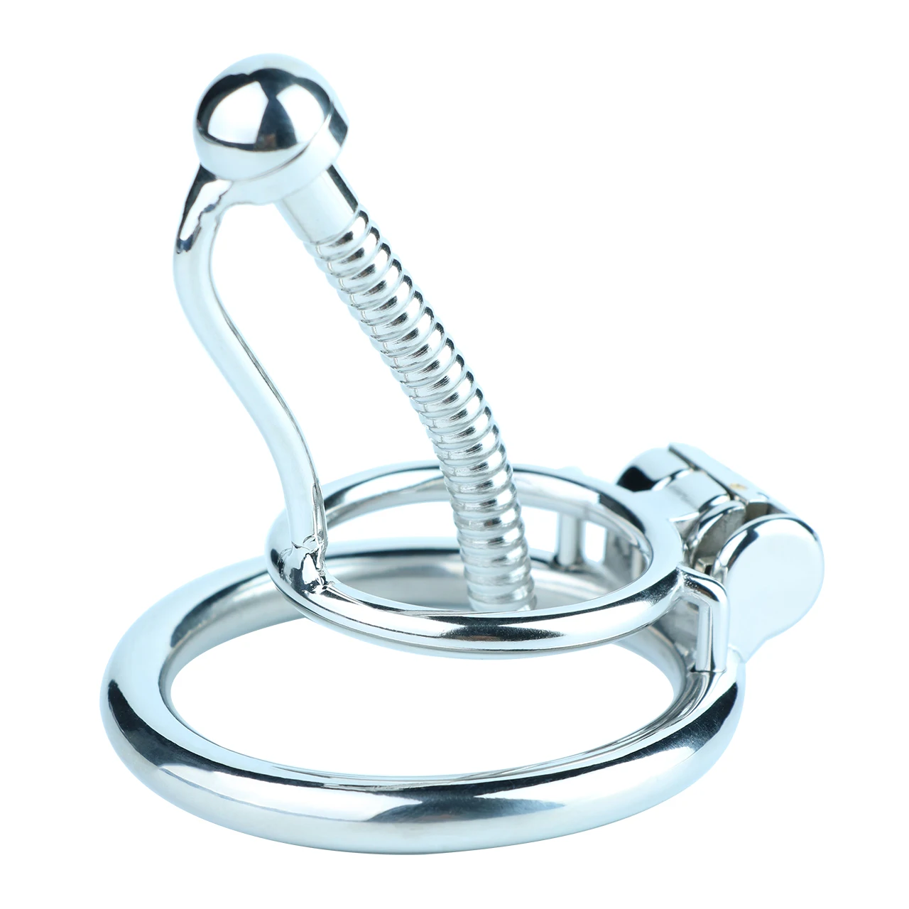 FRRK Stainless Steel Male Chastity Devices Cock Cage With Urethral Catheter Penis Lock Cock Ring Sex Toys For Men Chastity Belt