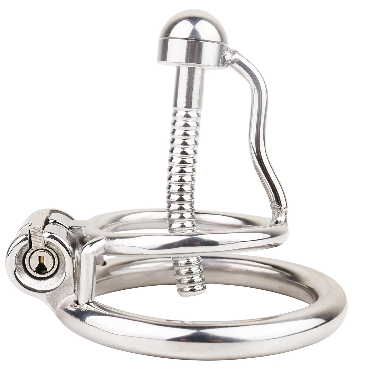 FRRK Stainless Steel Male Chastity Devices Cock Cage With Urethral Catheter Penis Lock Cock Ring Sex Toys For Men Chastity Belt